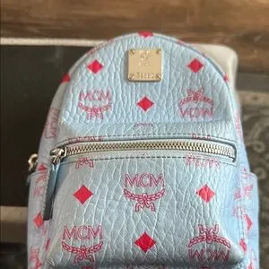 MCM Blue and Red Mini Backpack with Monogram Print MCM | Bags | Mcm Blue And Red Mini Backpack With Monogram  main image 3